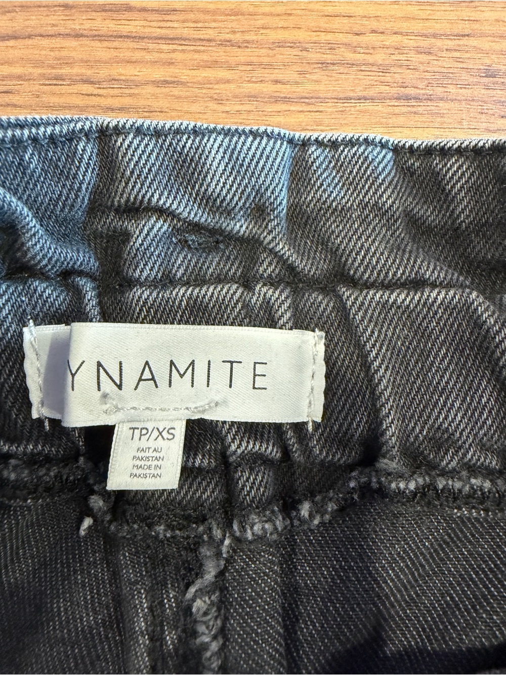 High-Waist Paperbag Black/Grey Denim Shorts - Picture 2 of 6